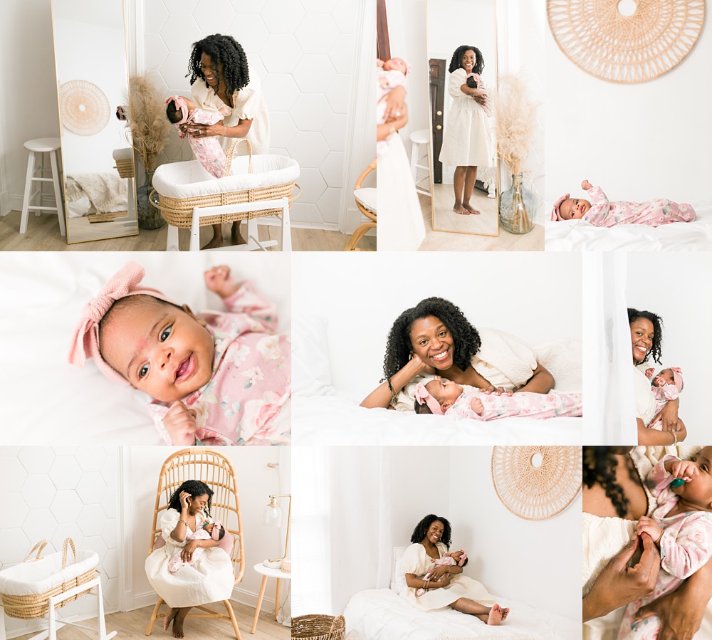 collage of newborn photos from in studio session 