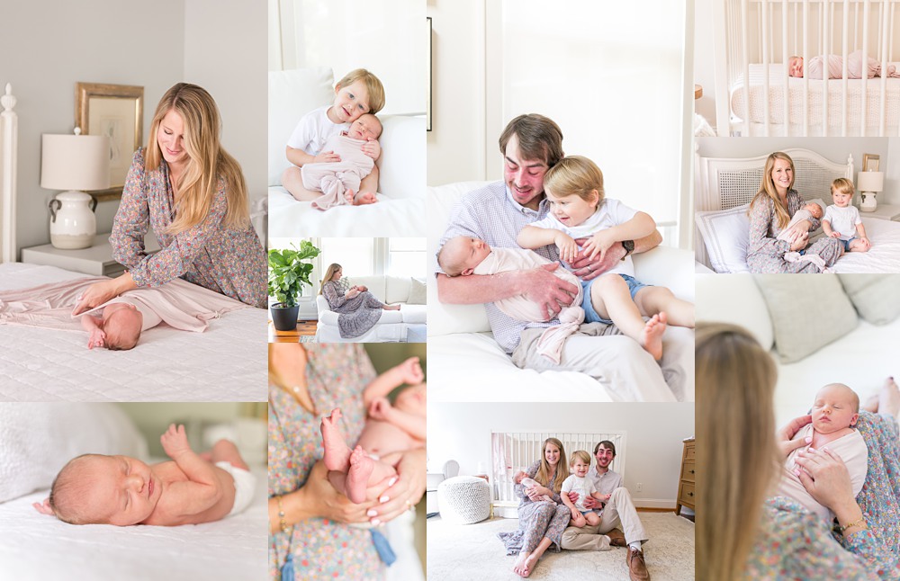 collage of newborn photos from in home session