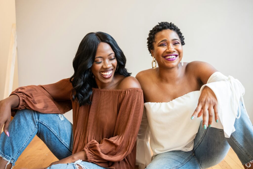 friends sitting and laughing together